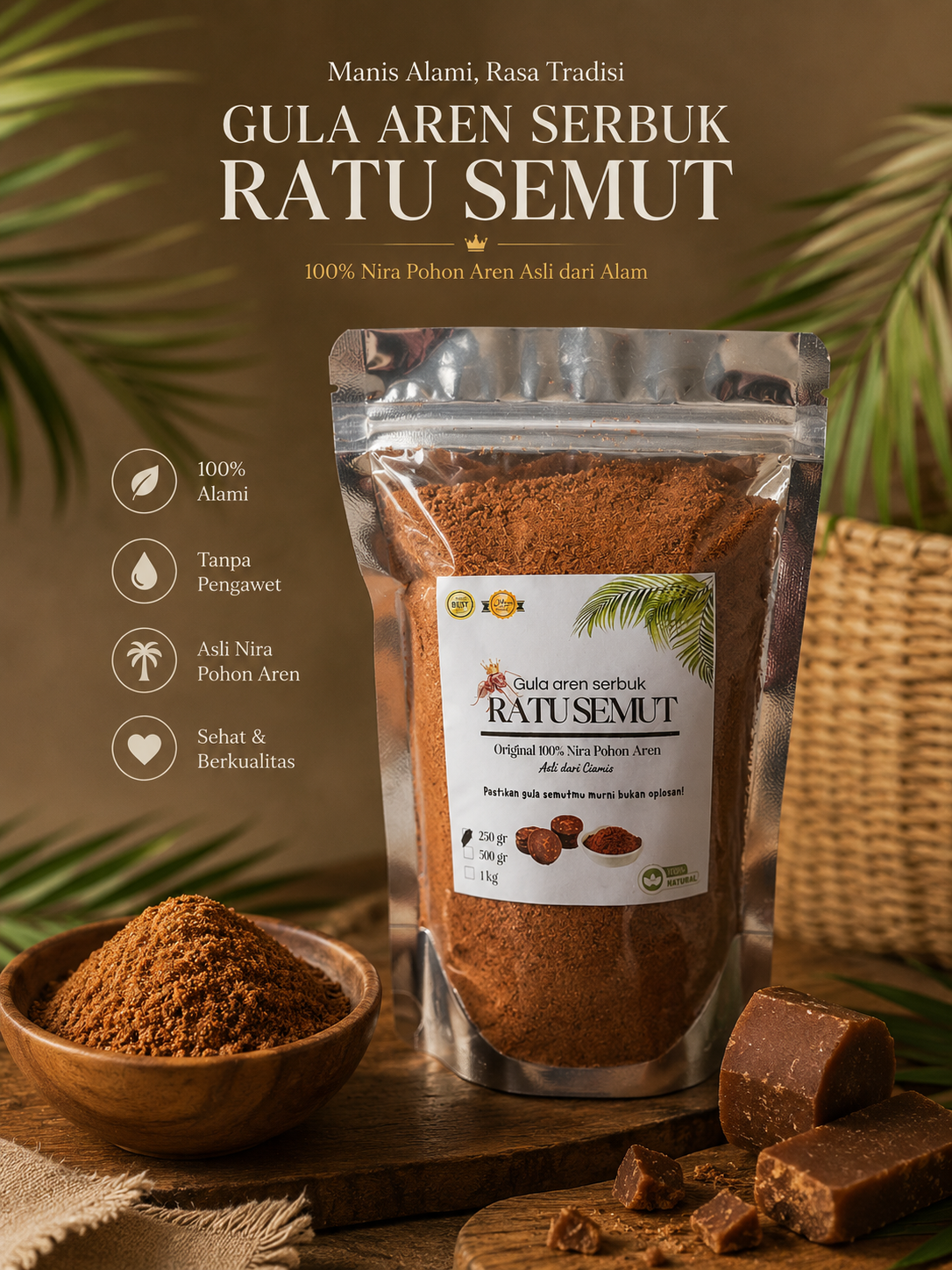 Gambar Produk Gula Aren serbuk RATU SEMUT murni asli Ciamis