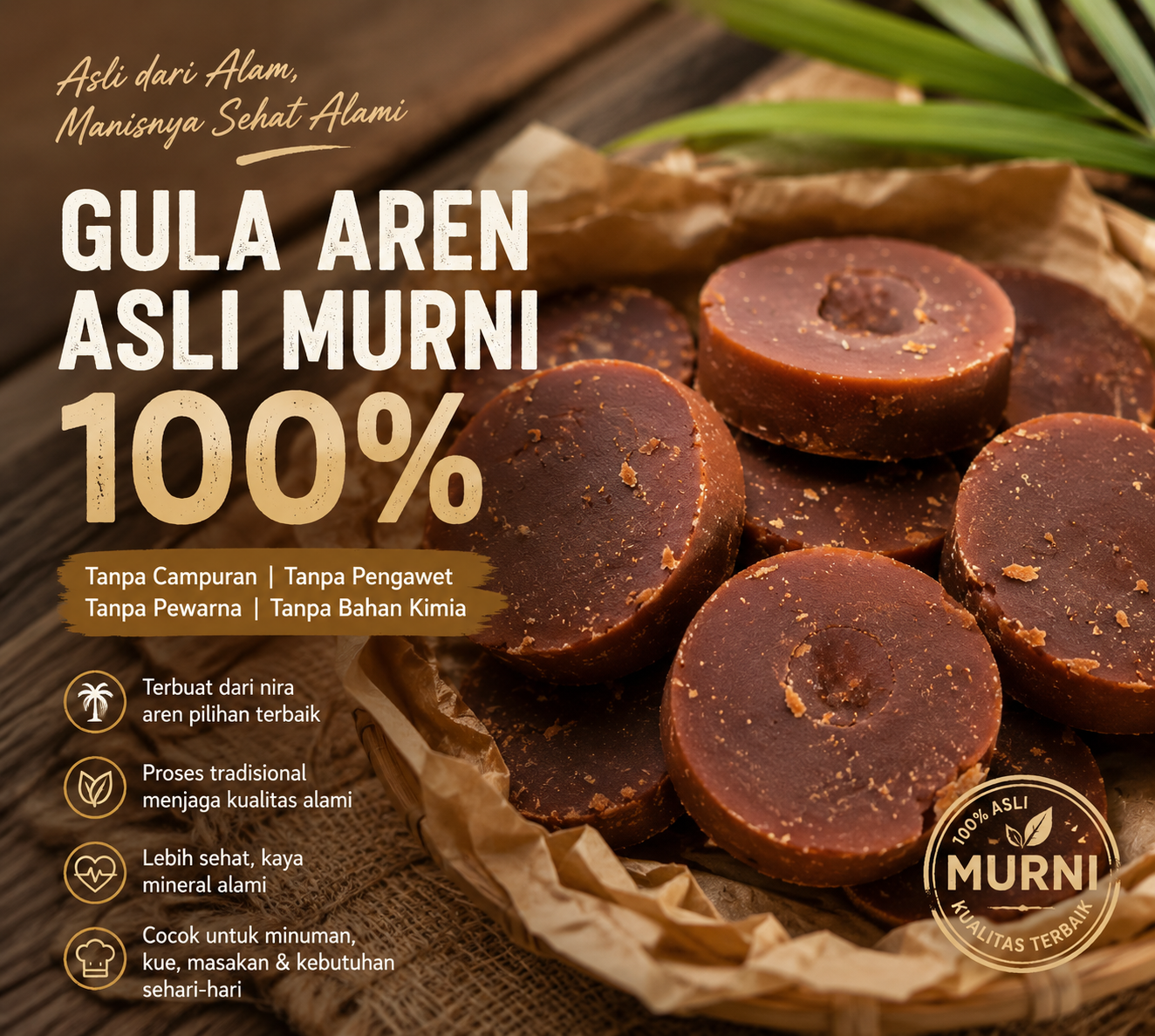 Gambar Produk Gula Aren cetak/padat murni asli Ciamis